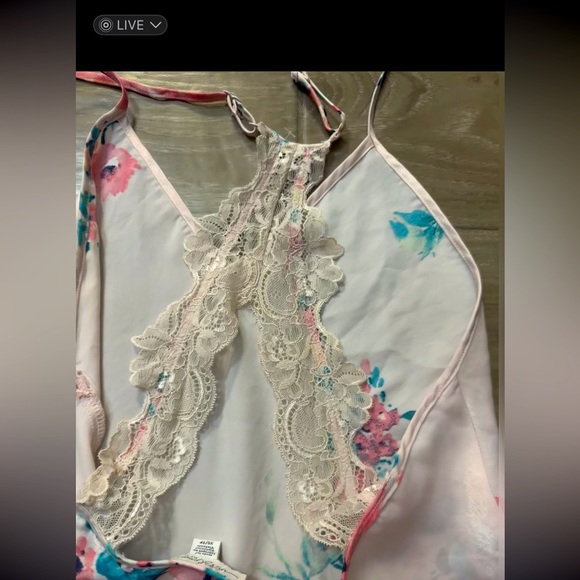In Bloom By Jonquil 
VISION FLORAL SATIN CHEMISE IN PEACH FLORAL.   Xs - Picture 8 of 15